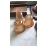 3 MARIGOLD CARNIVAL GLASS RIBBED LAMP SHADES