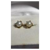 14K WHITE GOLD PEARL STUD EARRINGS