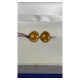 14K YELLOW GOLD & TOPAZ STUD EARRINGS
