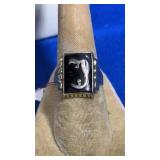 14K YELLOW GOLD & ONYX MONOGRAMMED RING 