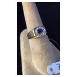 18K YELLOW GOLD, DIAMOND & SAPPHIRE RING