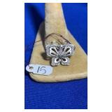 14K WHITE GOLD & DIAMOND BUTTERFLY BROOCH