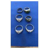 6 ASST MENS STERLING RINGS