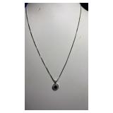 14K WHITE GOLD SAPPHIRE & DIAMOND NECKLACE