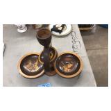 VNTG. WOOD/PAINTED FOLDING TRAY STAND