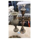 VNTG. BRASS VASE & CANDLESTICK HOLDER