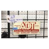 ADT BURLARY TIN SIGN, 9" X 4.5"