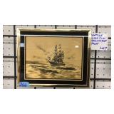 VNTG. GOLF FOIL SAILING SHIP PRINT