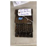 13 PC. ANTQ WOOD DRILL BITS IN PRIMITIVE BOX