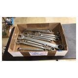 BOX LOT OF LARGE WRENCHES