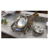 SILVERPLATED SERVING DISHES AND GOBLETS