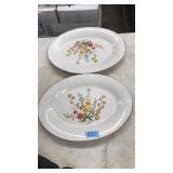 (2) MEADOW BOUQUET GRACE STONEWARE SERVING PLATES