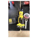 DEWALT GRINDER W/CHARGER & GRINDING WHEELS
