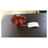 VNTG. AMBERINA HOBNAIL SCALLOP EDGE CANDY DISH