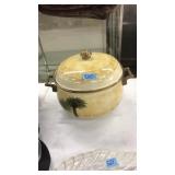 TABLETOPS UNLIMITED PALM TREE DESIGN LIDDED POT