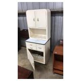 VNTG. WOOD AND ENAMEL HOOSIER STYLE CABINET
