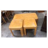 3 PC. WOOD AND COPPER TRIM LIVING ROOM SET