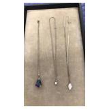 3 NECKLACES W/ ASST GEMSTONE PENDANTS