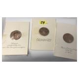 3 SOLID BRONZE CHRISTMAS COMMEMORATIVE COINS