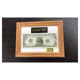 RICHARD PETTY FRAMED ONE DOLLAR BILL