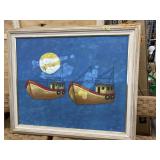 FRAMED/SIGNED SHIP OIL ON CANVAS