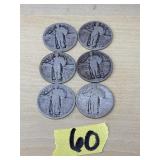 6 WALKING LIBERTY QUARTERS