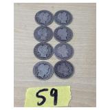 8 ASST BARBER DIMES