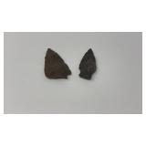 2 CARVED ARROWHEADS