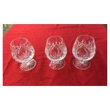 3 LISMORE WATERFORD CRYSTAL BRANDY GLASSES