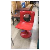 RED FIBERGLASS SWIVEL CHAIR