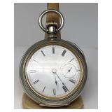 DUEBER RAILWAY STERLING POCKETWATCH WALTHAM