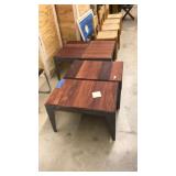 (4) METAL AND WOOD TABLES
