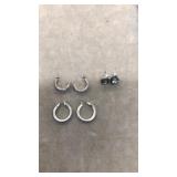 3 PAIRS OF SILVERED EARRINGS
