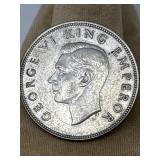 1942 NEW ZEALAND HALF CROWN SILVER GEORGE VI