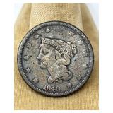 1840 BRAIDED HAIR LARGE CENT COIN