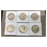 6 KENNEDY 1/2 DOLLAR COINS