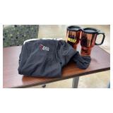 2 TAKO GRILL SHIRTS AND 2 CASE TRAVEL MUGS