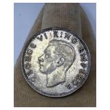1942 NEW ZEALAND HALF CROWN SILVER GEORGE VI