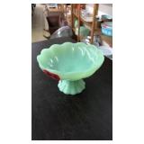 FIRE-KING JADEITE SCALLOPED COMPOTE PEDESTAL BOWL
