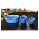 AKRO AGATE DELPHITE BLUE PLANTERS: OVAL & 2 POTS