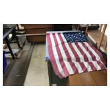 AMERICAN FLAG ON WOOD POLE