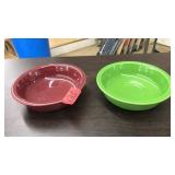 2 FIESTA WARE BOWLS: BURGANDY & GREEN