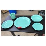 5 PC. LIGHT GREEN FIESTA WARE DISHES