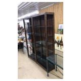 PAIR FAUX TORTOISESHELL BOOKCASES W/GLASS SHELVES