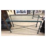 VNTG. WROUGHT IRON SOFA TABLE WITH GLASS TOP