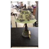 ANTQ. SIDE LAMP W/PAINTED REVERSE GLASS SHADE