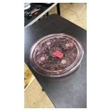 PINK DEPRESSION GLASS CAKE STAND