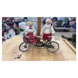 SANTA &  MRS. CLAUS FIGURINE AND BICYCLE