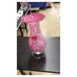 BLOWN ART GLASS CRANBERRY & WHITE VASE