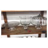 2 GLASS CAKESTANDS & TRIFLE DISH